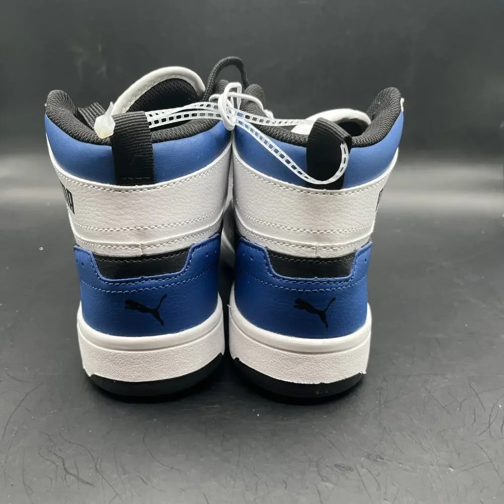 Puma Rebound Joy High Top Kids White Royal Blue Sneakers Casual Shoes Size 4C